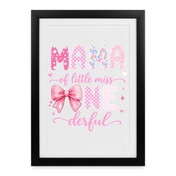 Maman de Little Miss Onederful 1er anniversaire Design - Affiche encadrée (27 × 37 cm) - noir - Devant