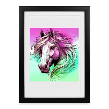 cheval - Affiche encadrée (27 × 37 cm) - noir - Devant