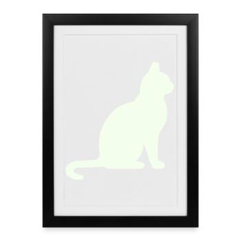 Moonlit Night Cat Silhouette - Framed poster (27 × 37 cm) - black - Front