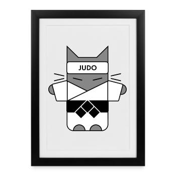 Judo Cat - Affiche encadrée (27 × 37 cm) - noir - Devant