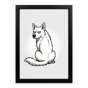 Chiens bergers blancs bergers - Affiche encadrée (27 × 37 cm) - noir - Devant