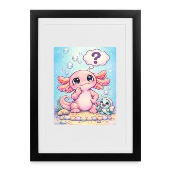 Axolotl - Affiche encadrée (27 × 37 cm) - noir - Devant
