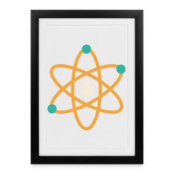 Atom - Physics Chemistry Science Nerd Teacher - Framed poster (27 × 37 cm) - black - Front