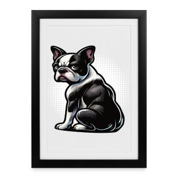 Boston Terrier Propriétaire de Boston Terrier Bostie - Affiche encadrée (27 × 37 cm) - noir - Devant