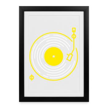 Art en ligne rétro de platine - Affiche encadrée (27 × 37 cm) - noir - Devant