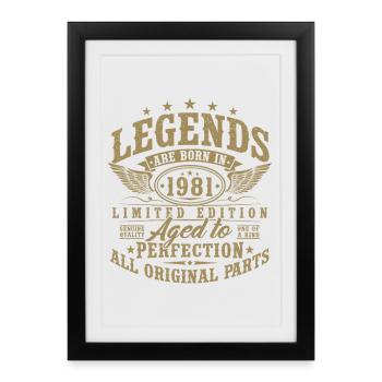 1981 Vintage Born Legends Vintage Birthday - Framed poster (27 × 37 cm) - black - Front