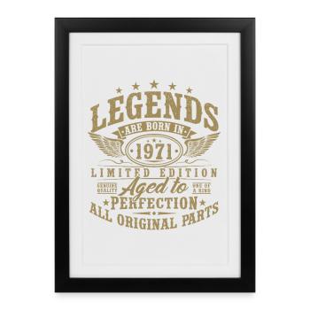 1971 Vintage Born Legends Vintage Birthday - Framed poster (27 × 37 cm) - black - Front