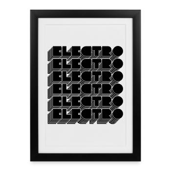 Logo typographique Electro - Affiche encadrée (27 × 37 cm) - noir - Devant