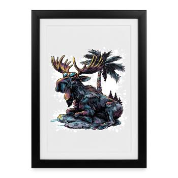 Bande dessinée d’été Moose - Affiche encadrée (27 × 37 cm) - noir - Devant
