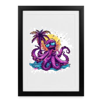 Vacances d’été de Octopus - Affiche encadrée (27 × 37 cm) - noir - Devant