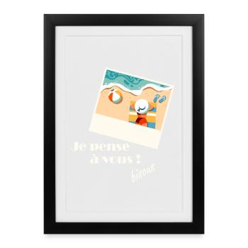Je pense à vous sur la plage - Affiche encadrée (27 × 37 cm) - noir - Devant