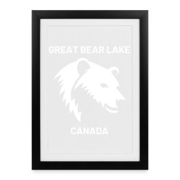 Vacances de design de silhouettes du Grand Lac au Canada - Affiche encadrée (27 × 37 cm) - noir - Devant