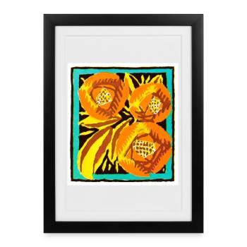 Fleurs d’oranger dans un cadre décoratif - Affiche encadrée (27 × 37 cm) - noir - Devant