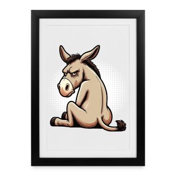Donkey Donkey Donkey Holder Muli Long-Eared Donkey Muli - Framed poster (27 × 37 cm) - black - Front