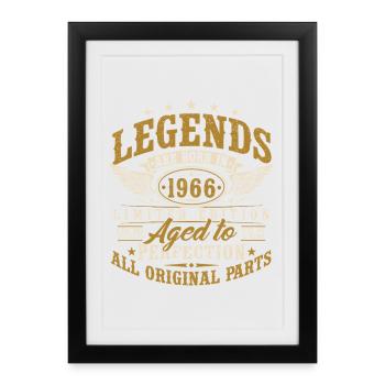 1966 Jahrgang geboren Geburtstag Vintage Geschenk - Gerahmtes Poster (27 × 37 cm) - Schwarz - Vorne