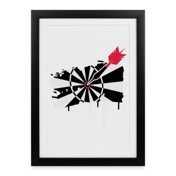 Jeu de fléchettes avec des fléchettes - Affiche encadrée (27 × 37 cm) - noir - Devant