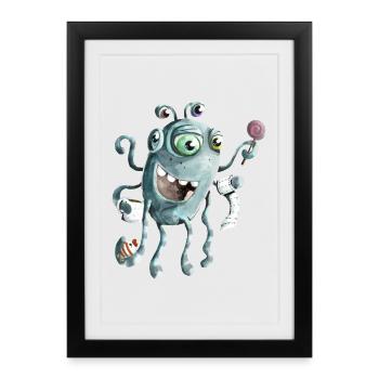 Funny monster of the deep sea - Framed poster (27 × 37 cm) - black - Front