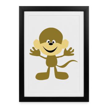 singe - Affiche encadrée (27 × 37 cm) - noir - Devant
