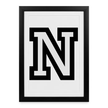 Lettre N en deux couleurs - Affiche encadrée (27 × 37 cm) - noir - Devant