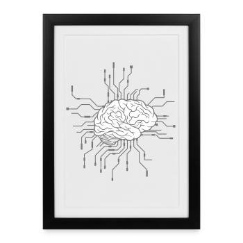 Electronic brain design - Framed poster (27 × 37 cm) - black - Front