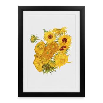 Vincent van Gogh Chemise d'histoire de l'art des tournesols - Affiche encadrée (27 × 37 cm) - noir - Devant