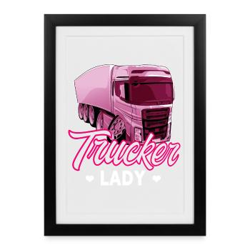 Dame camionneur - Affiche encadrée (27 × 37 cm) - noir - Devant