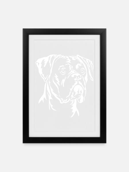 Boxer Kopf "Black Edition" - Gerahmtes Poster (27 × 37 cm) - Schwarz