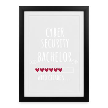 Cyber Security Bachelor Studium Geschenk - Gerahmtes Poster (27 × 37 cm) - Schwarz - Vorne