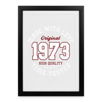 T-shirt original à emblème vintage de 1973 - Affiche encadrée (27 × 37 cm) - noir - Devant