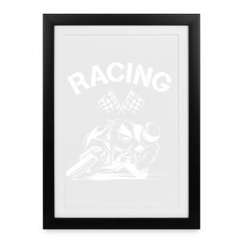 Racing Moto Moto Moto Biker GP Symbole de course de moto - Affiche encadrée (27 × 37 cm) - noir - Devant