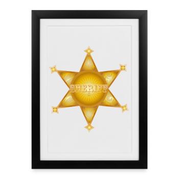 extraordinaire étoile de shérif de couleur or - Affiche encadrée (27 × 37 cm) - noir - Devant
