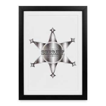 extraordinaire étoile de shérif argentée - Affiche encadrée (27 × 37 cm) - noir - Devant