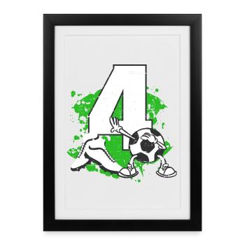 Footballeur et quatre ans - Affiche encadrée (27 × 37 cm) - noir - Devant