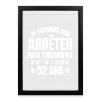 anniversaire, anniversaire 52 ans - Affiche encadrée (27 × 37 cm) - noir - Devant