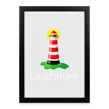 Leuchtturm - Gerahmtes Poster (27 × 37 cm) - Schwarz - Vorne