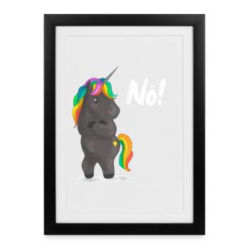 Verärgerter Regenbogen-Pony mit Witz - Gerahmtes Poster (27 × 37 cm) - Schwarz - Vorne