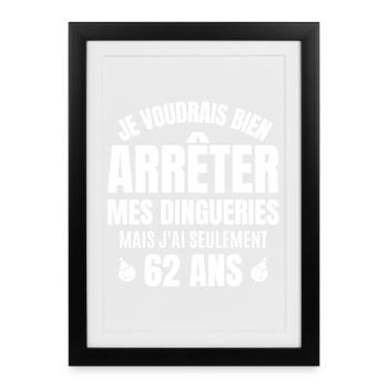 anniversaire, 62 ans anniversaire - Affiche encadrée (27 × 37 cm) - noir - Devant