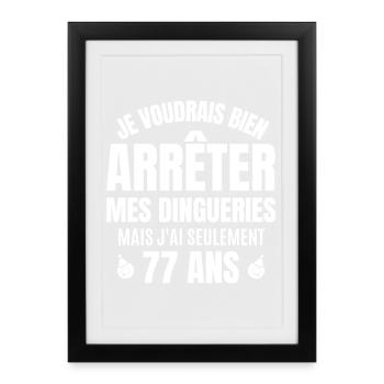 anniversaire 77 ans, anniversaire - Affiche encadrée (27 × 37 cm) - noir - Devant
