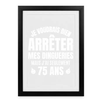 anniversaire 75 ans, anniversaire - Affiche encadrée (27 × 37 cm) - noir - Devant