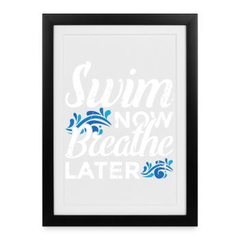 Drôle de sort de natation - Affiche encadrée (27 × 37 cm) - noir - Devant