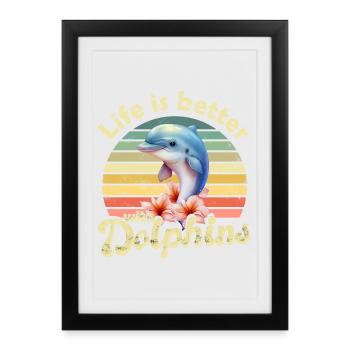 Dauphins dauphins - Affiche encadrée (27 × 37 cm) - noir - Devant