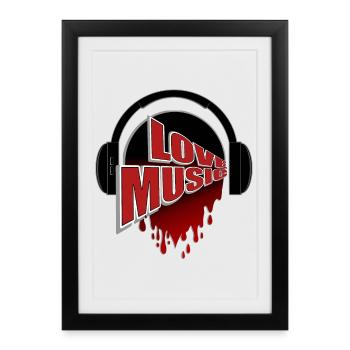 Love Music Casque Passion - Affiche encadrée (27 × 37 cm) - noir - Devant