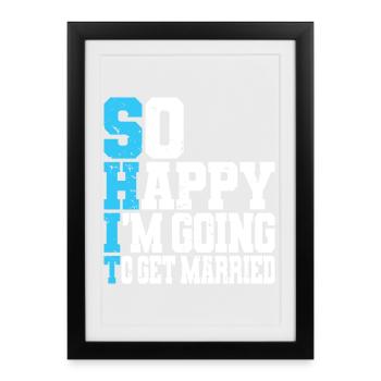 Funny Bachelor Party Engagement Wedding Married - Framed poster (27 × 37 cm) - black - Front