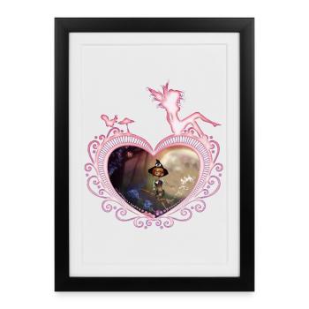 Mignonne petite sorcière volant avec un balai - Affiche encadrée (27 × 37 cm) - noir - Devant