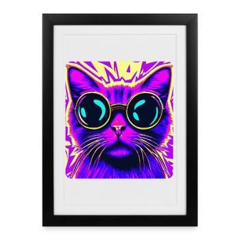 Sunglasses Cat - Framed poster (27 × 37 cm) - black - Front