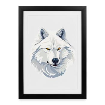 Loup Blanc - Affiche encadrée (27 × 37 cm) - noir - Devant