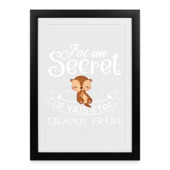 Annonce Bébé Secret Futur Grande Frère Body Unique - Affiche encadrée (27 × 37 cm) - noir - Devant