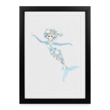Belle sirène aux couleurs pastel fraîches - Affiche encadrée (27 × 37 cm) - noir - Devant