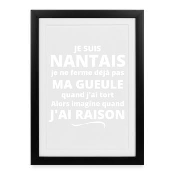 Nantes, Nantais, je suis Nantais - Affiche encadrée (27 × 37 cm) - noir - Devant