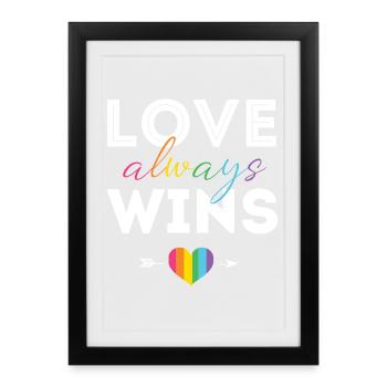 Mois de la fierté LGBTQ - L’amour gagne toujours - Affiche encadrée (27 × 37 cm) - noir - Devant